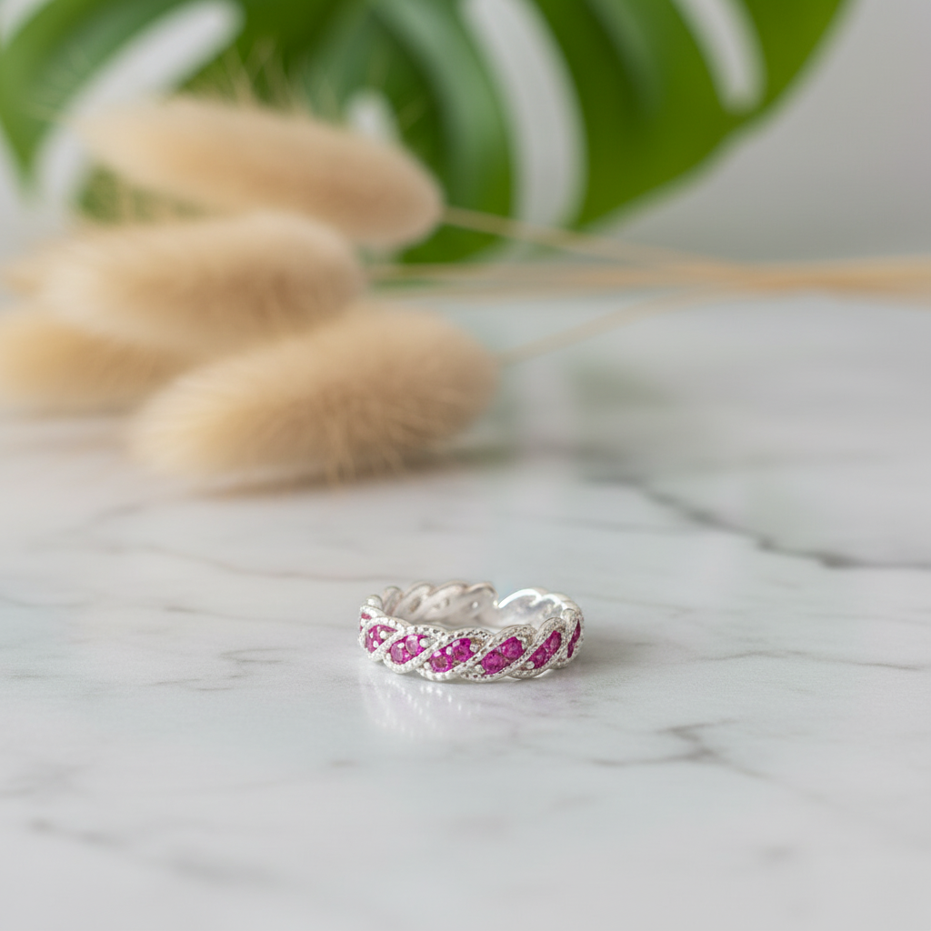 Pink Twist Toe Rings