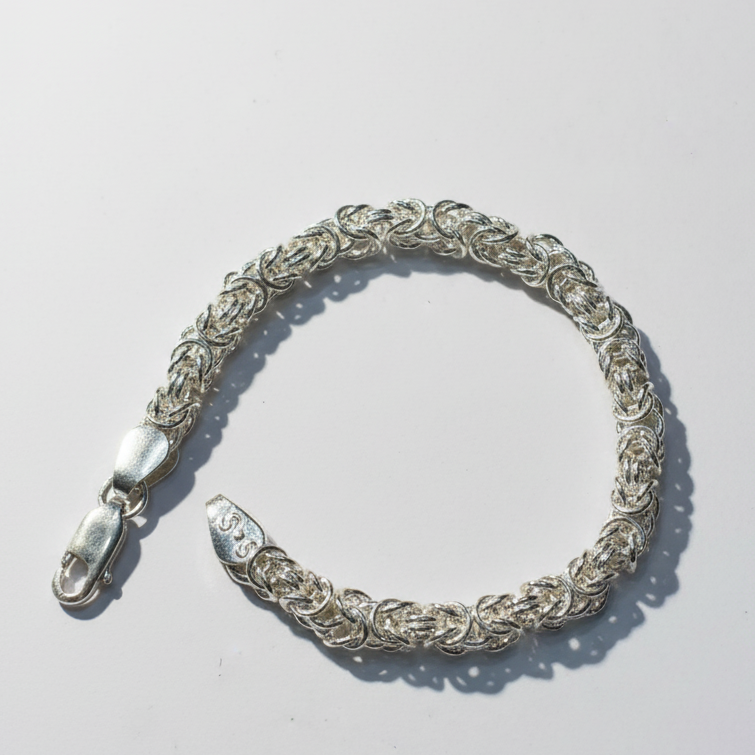 Men’s Pure Silver Byzantine Chain Bracelet