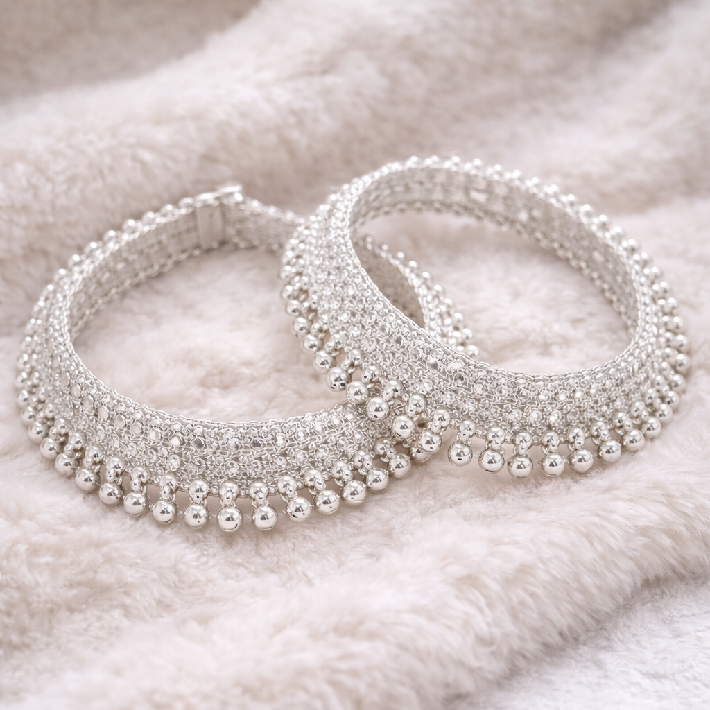 Noor Heavy Silver Anklet&nbsp;