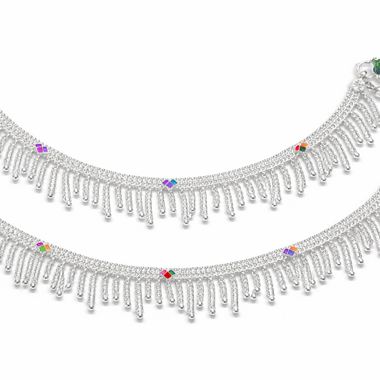 Tarang Mini Jhalar Silver Anklet