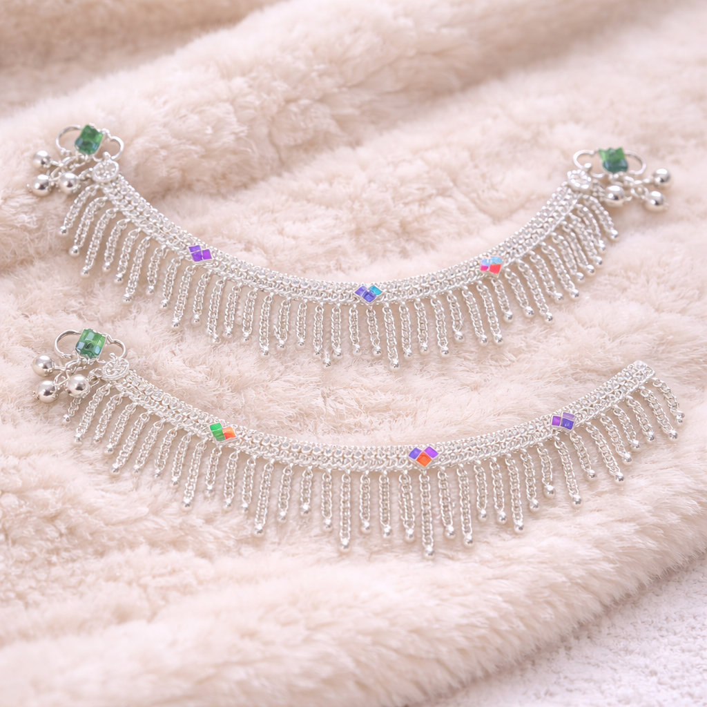 Tarang Mini Jhalar Silver Anklet