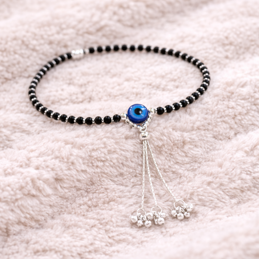 Nazar Bead Silver Anklet