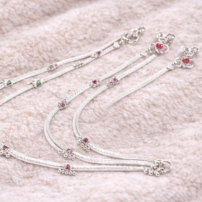 Saaz Twin Line Silver Anklet