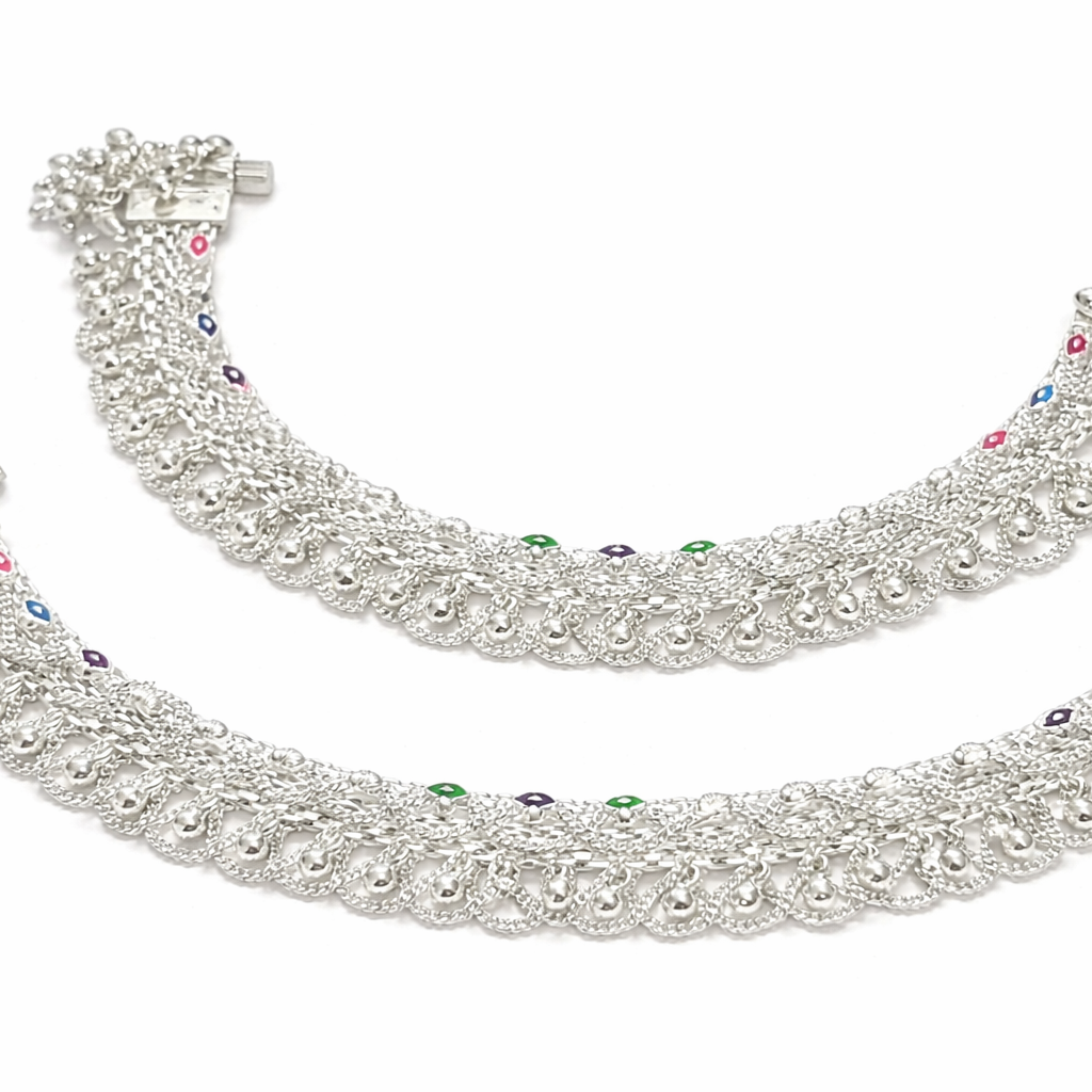 Mehfil Heavy Jhalar Silver Anklet