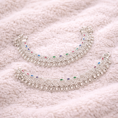 Mehfil Heavy Jhalar Silver Anklet