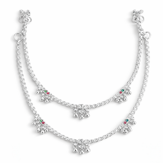 Nayra Double Line Silver Anklet