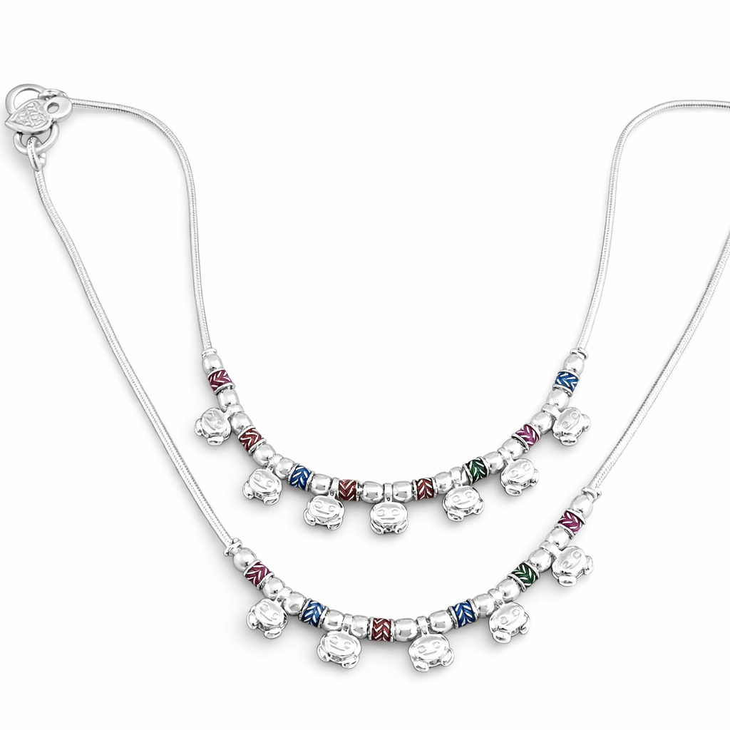 Rangoli Charm Silver Anklet