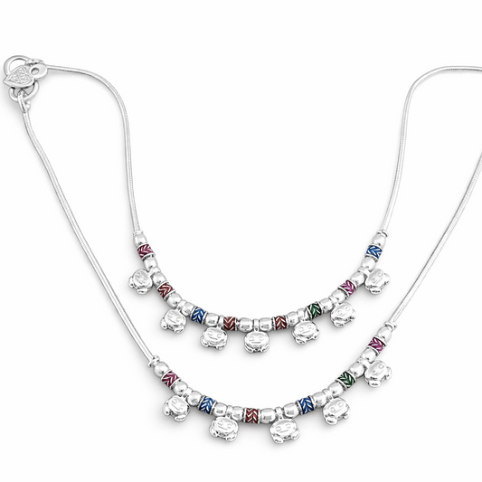 Rangoli Charm Silver Anklet