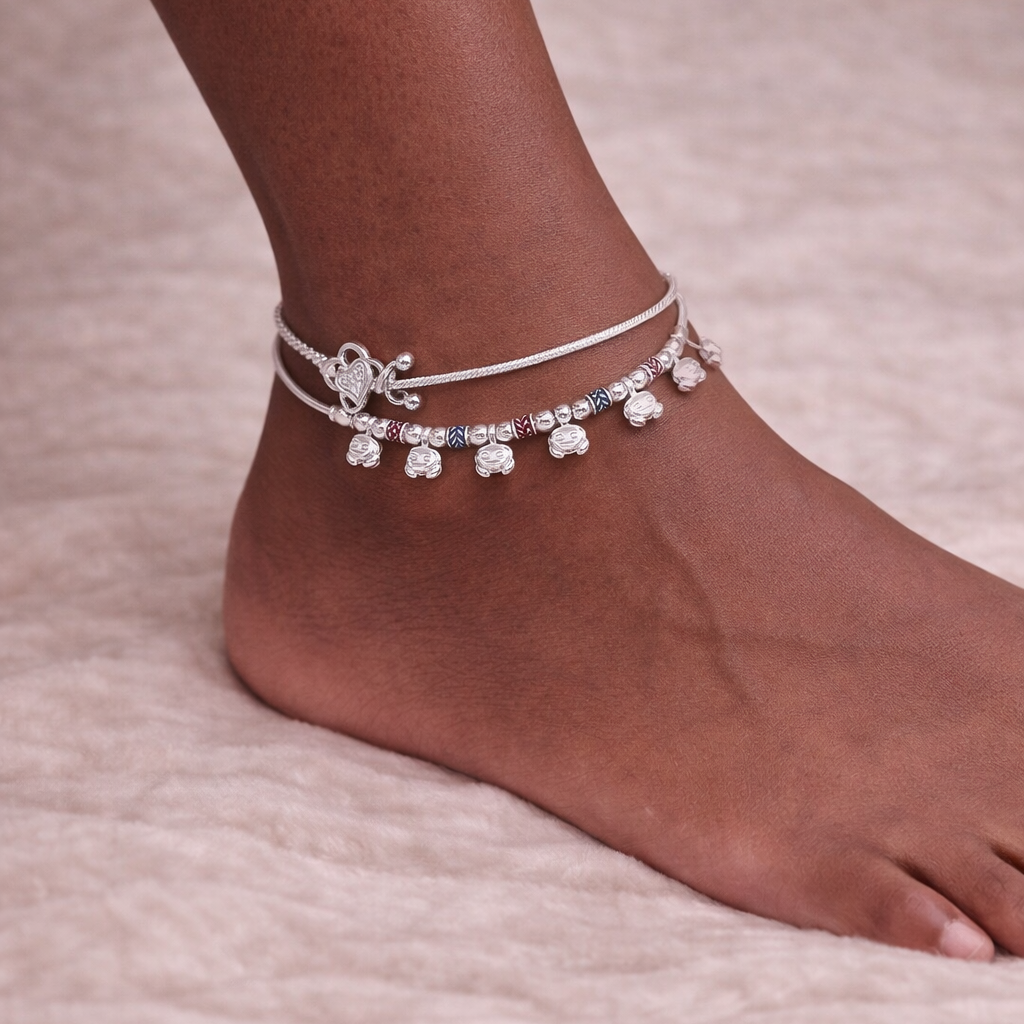 Rangoli Charm Silver Anklet