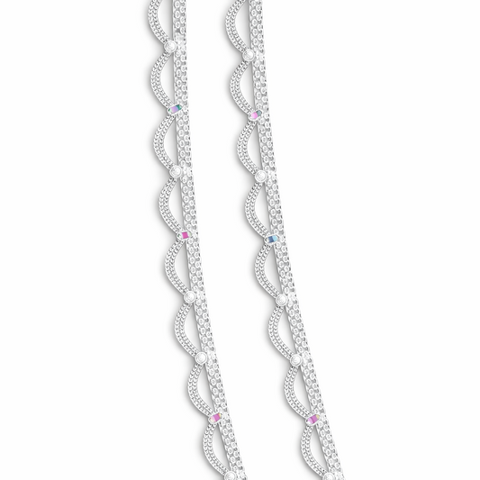 Aarohi Wave Silver Anklet
