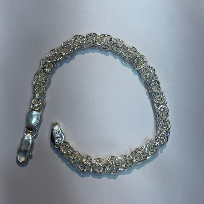 Men’s Pure Silver Byzantine Chain Bracelet