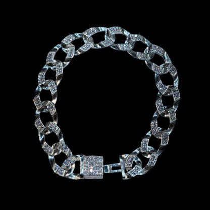 Men's Pave Diamond-Cut Link Bracelet