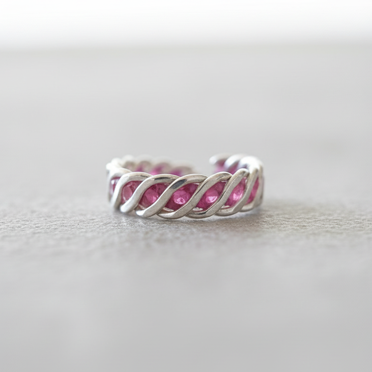 Pink Twist Toe Rings