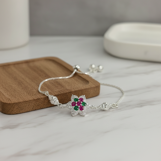 Silver Floral Bracelet