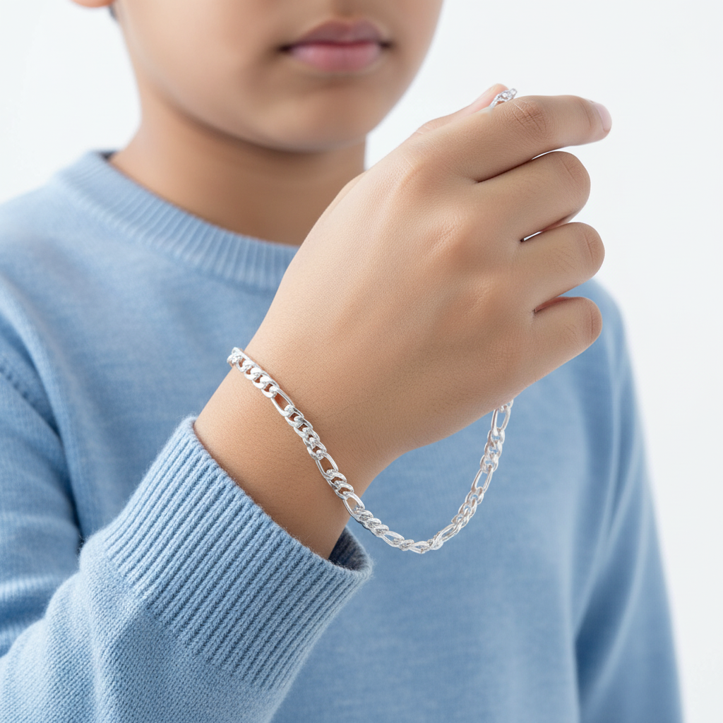 Kids Silver Curb Chain Bracelet