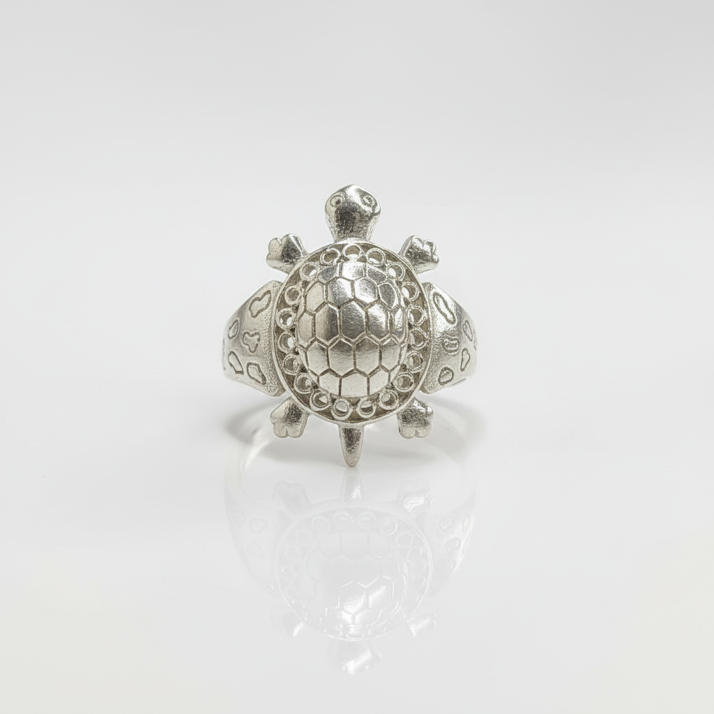Silver Textured Turtle Ring