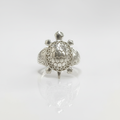 Silver Textured Turtle Ring