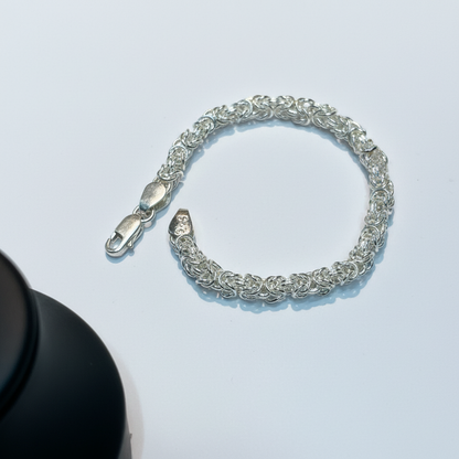 Men’s Pure Silver Byzantine Chain Bracelet