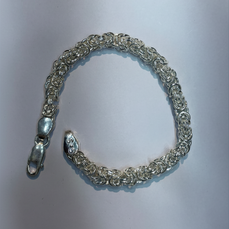 Men’s Pure Silver Byzantine Chain Bracelet