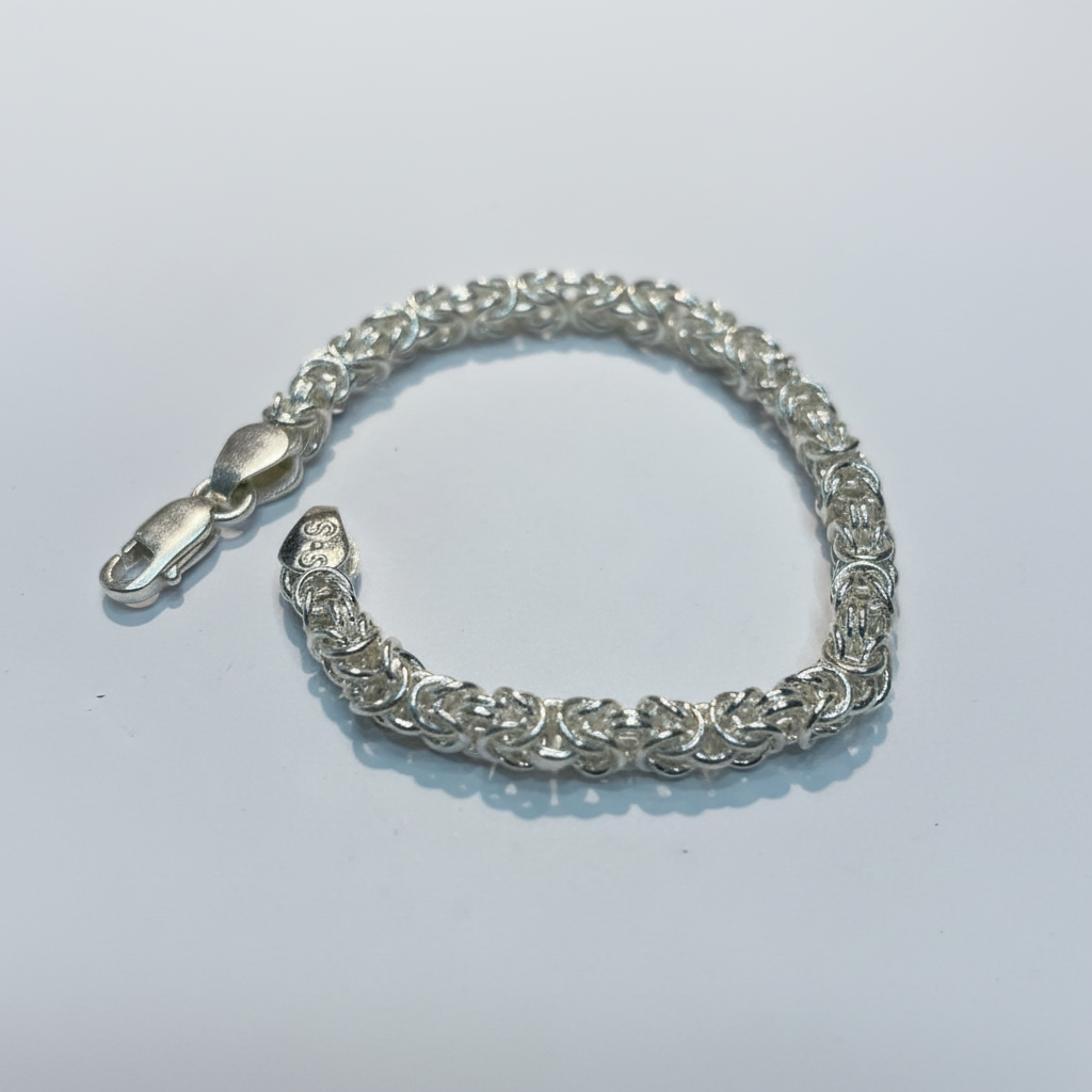 Men’s Pure Silver Byzantine Chain Bracelet