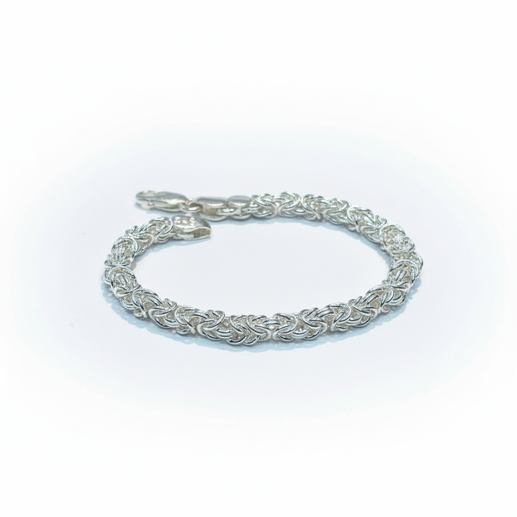 Men’s Pure Silver Byzantine Chain Bracelet