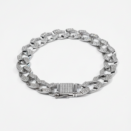 Men's Pave Diamond-Cut Link Bracelet