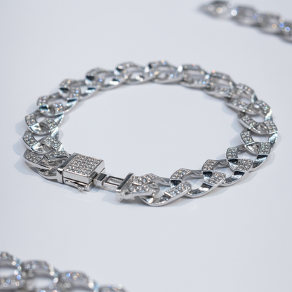 Men's Pave Diamond-Cut Link Bracelet
