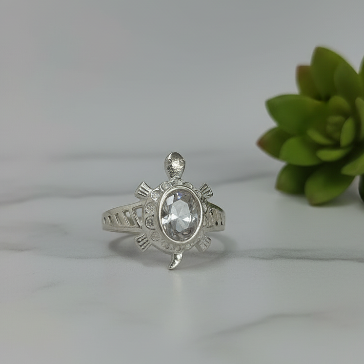 Turtle Ring with Oval Stone