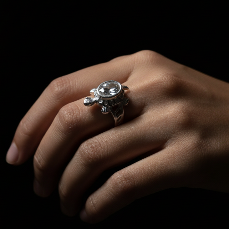 Turtle Ring with Oval Stone