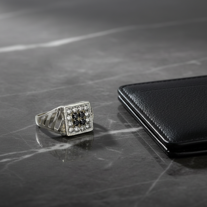 Men's Black Cluster Ring