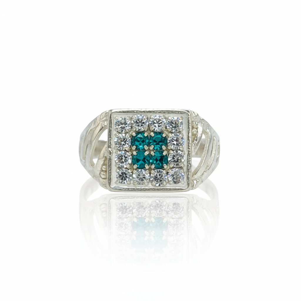 Men's Silver Square Cluster Ring