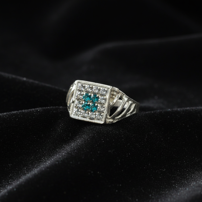 Men's Silver Square Cluster Ring