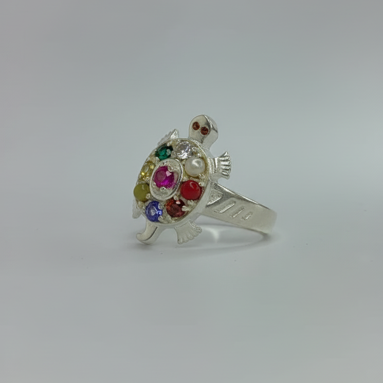 Turtle Navratna Gemstone Ring