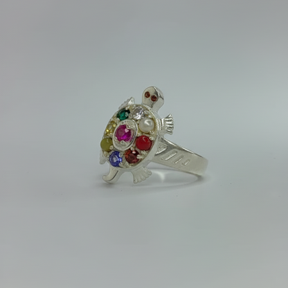 Turtle Navratna Gemstone Ring