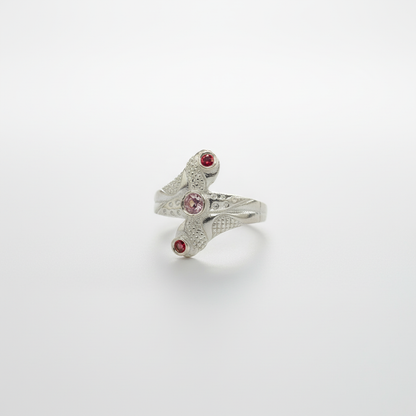 Silver Twin Serpent Gemstone Ring