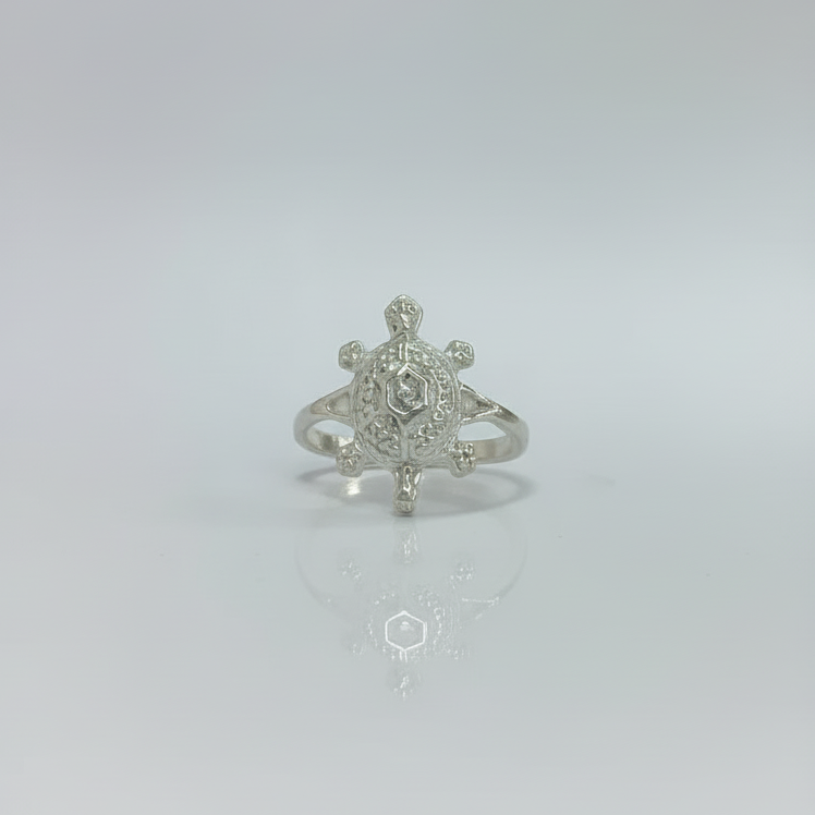 Silver Turtle Diamond Ring