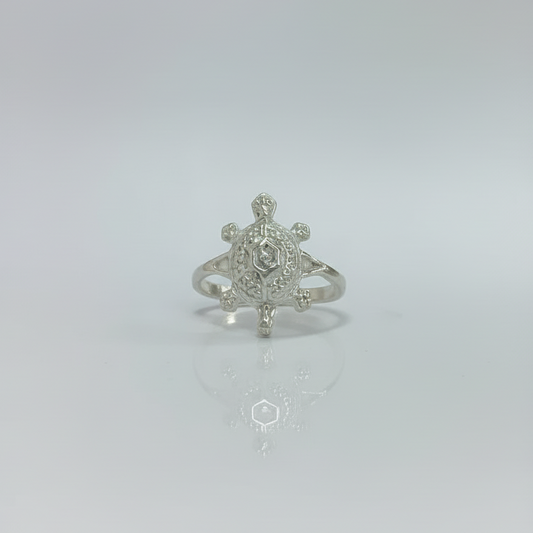 Silver Turtle Diamond Ring