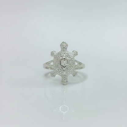 Silver Turtle Diamond Ring