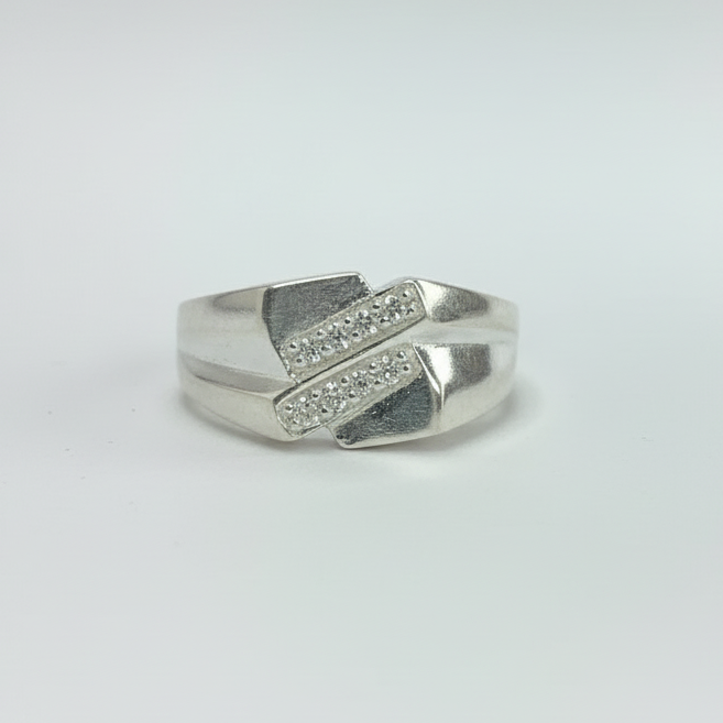 Silver Chevron Ring