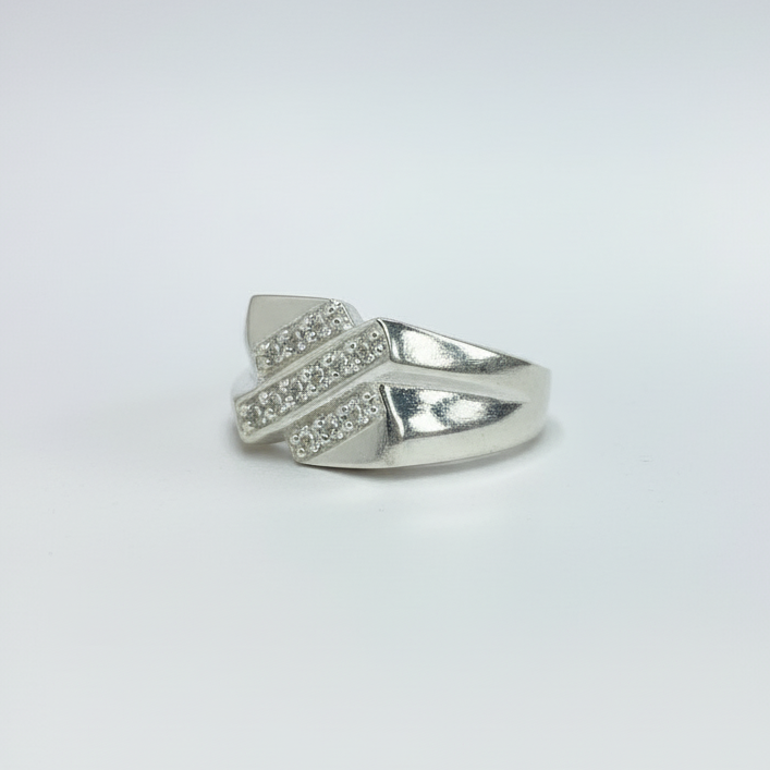 Silver Chevron Ring