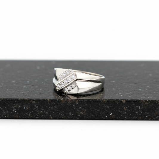 Silver Chevron Ring