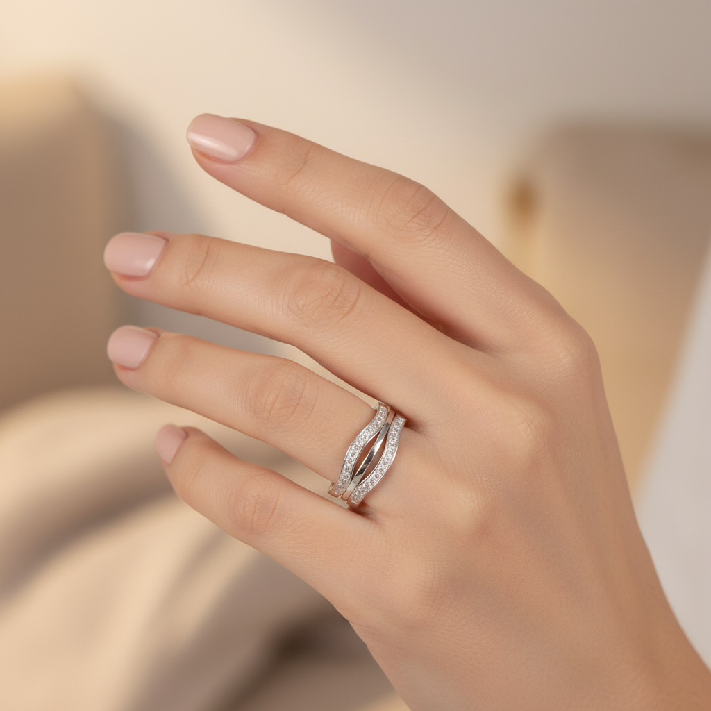 Wavy Diamond Band Ring