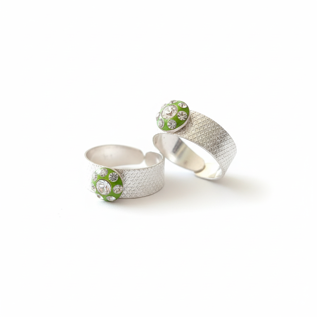 Green Enamel Toe Rings