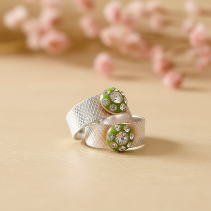 Green Enamel Toe Rings