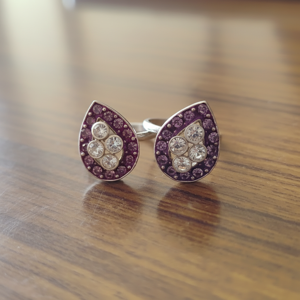 Purple & White Toe Rings