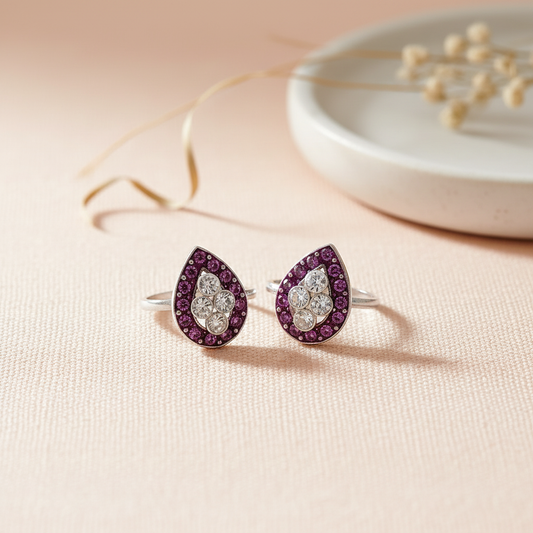 Purple & White Toe Rings