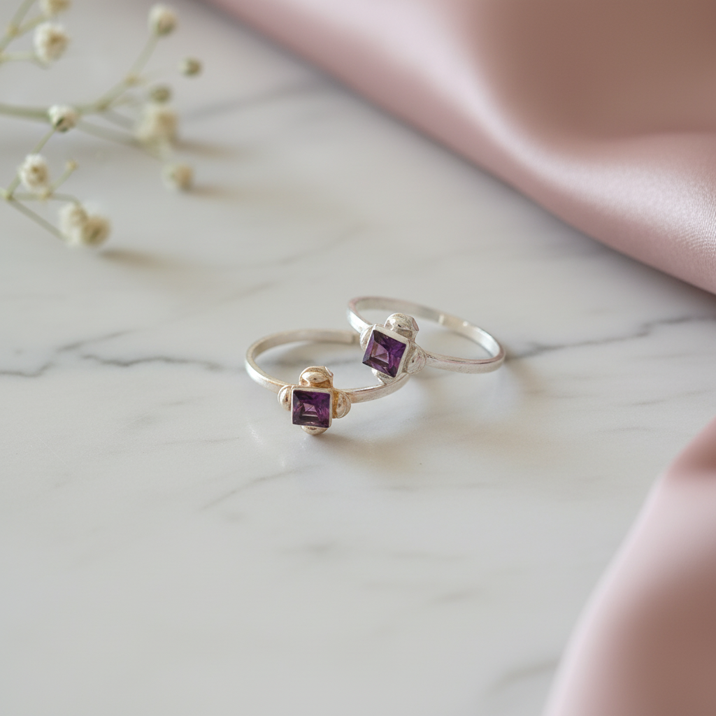 Square Purple Toe Ring