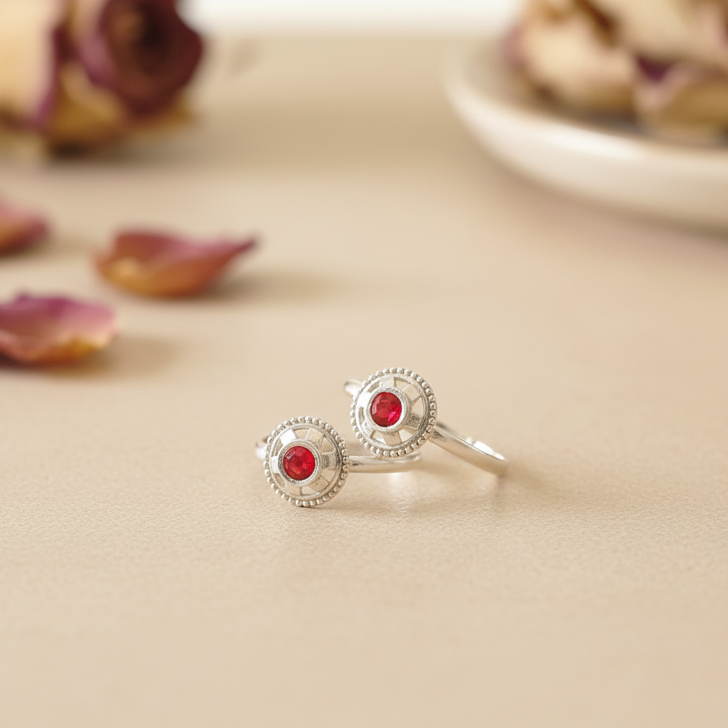Red Stone Toe Ring