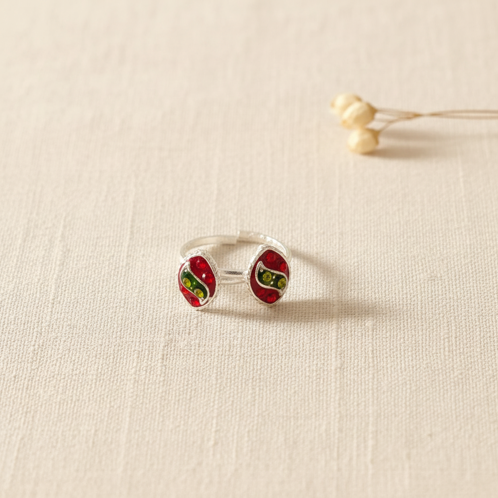 Red & Green Meena Enamel Toe Rings