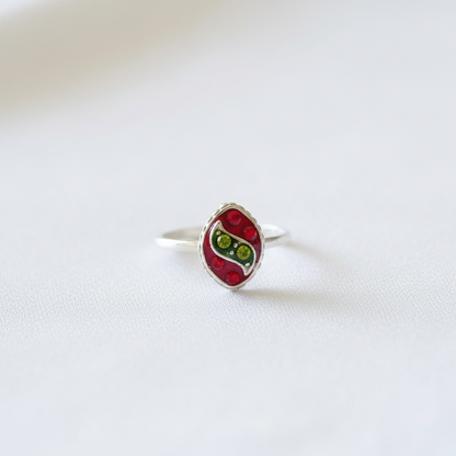 Red & Green Meena Enamel Toe Rings